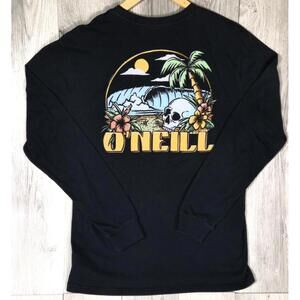 Y2K Surf Wear O’Neill Long Slee Print Beach Skull Roses Men’s Size LARGE #10